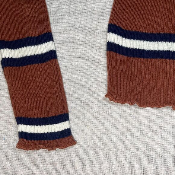 BP. Nordstrom Rust Orange Lettuce Edge Stripe Sweater - Small - Picture 4 of 6